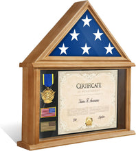 Load image into Gallery viewer, Veteran Honor Flag Display Box with Certificate Holder - Wall Mount or Tabletop