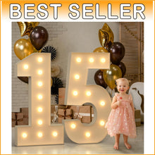Load image into Gallery viewer, Eye-Catching 4FT Number 15 Marquee Lights - Perfect for Birthdays &amp; Weddings