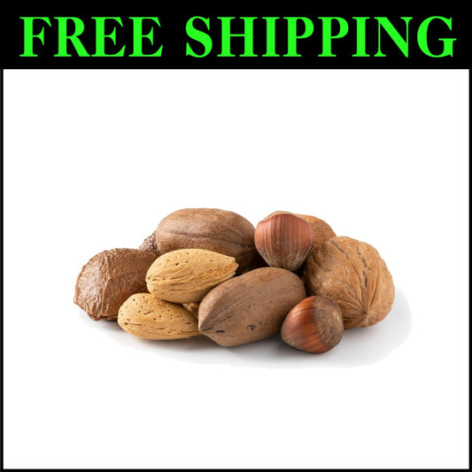 6 lbs Mixed Nuts in Shell: Almonds, Walnuts, Hazelnuts, Pecans & Brazil Nuts