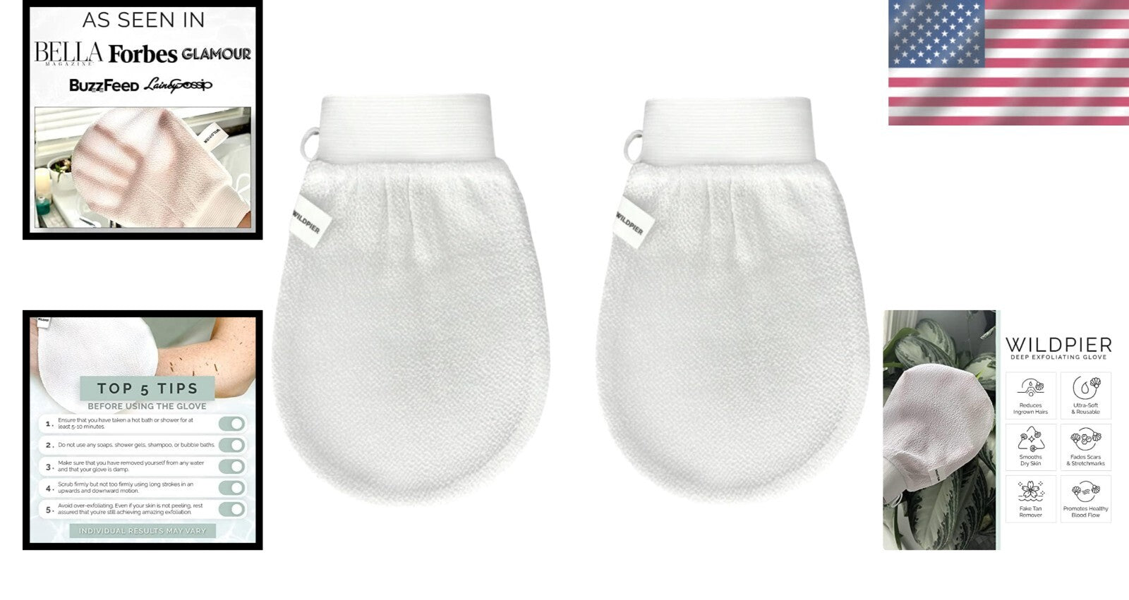 2 Pack Exfoliating Body Scrub Mitts for Sensitive Skin - Spa Experience at Home