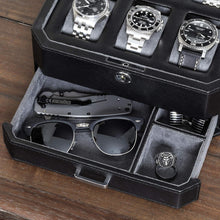 Load image into Gallery viewer, Stylish Watch Storage Gift Set: 6 Slot Leather Box &amp; Travel Case for Men &amp; Women