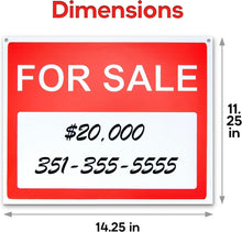 Load image into Gallery viewer, Eye-Catching For Sale Vehicle Signs - 10 Pack - Weather-Resistant &amp; Easy to Use