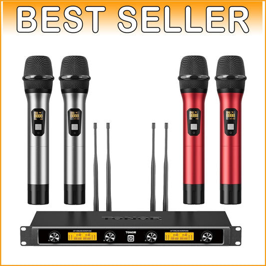 Metal Built Wireless Microphones with 4 Antennas - Ideal for Singing & Speech