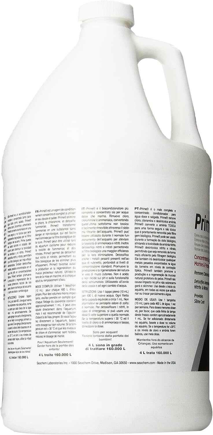 Prime Aquarium Conditioner – 1 Gal Liquid Detoxifier for Fresh & Saltwater Fish