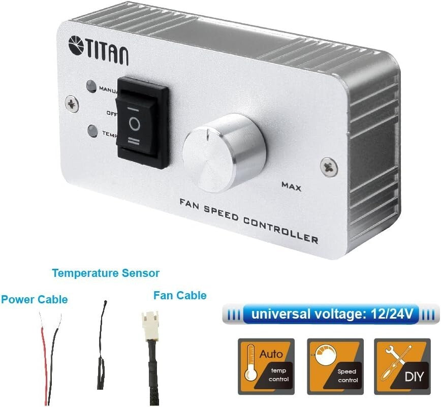 Multi-Function 12V/24V Rack-Mounted Refrigerator Vent Fan with Speed Controller