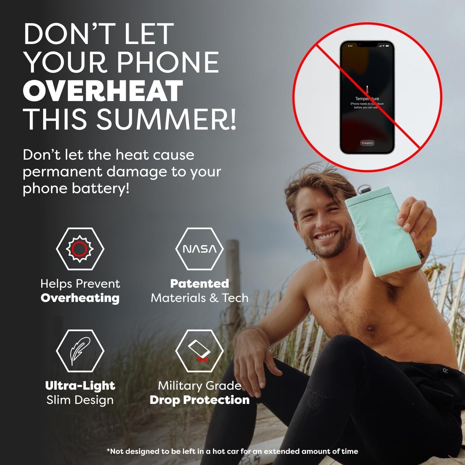 AGION-Lined Phone Pouch with Thermal Protection for iPhone & Samsung - Seafoam