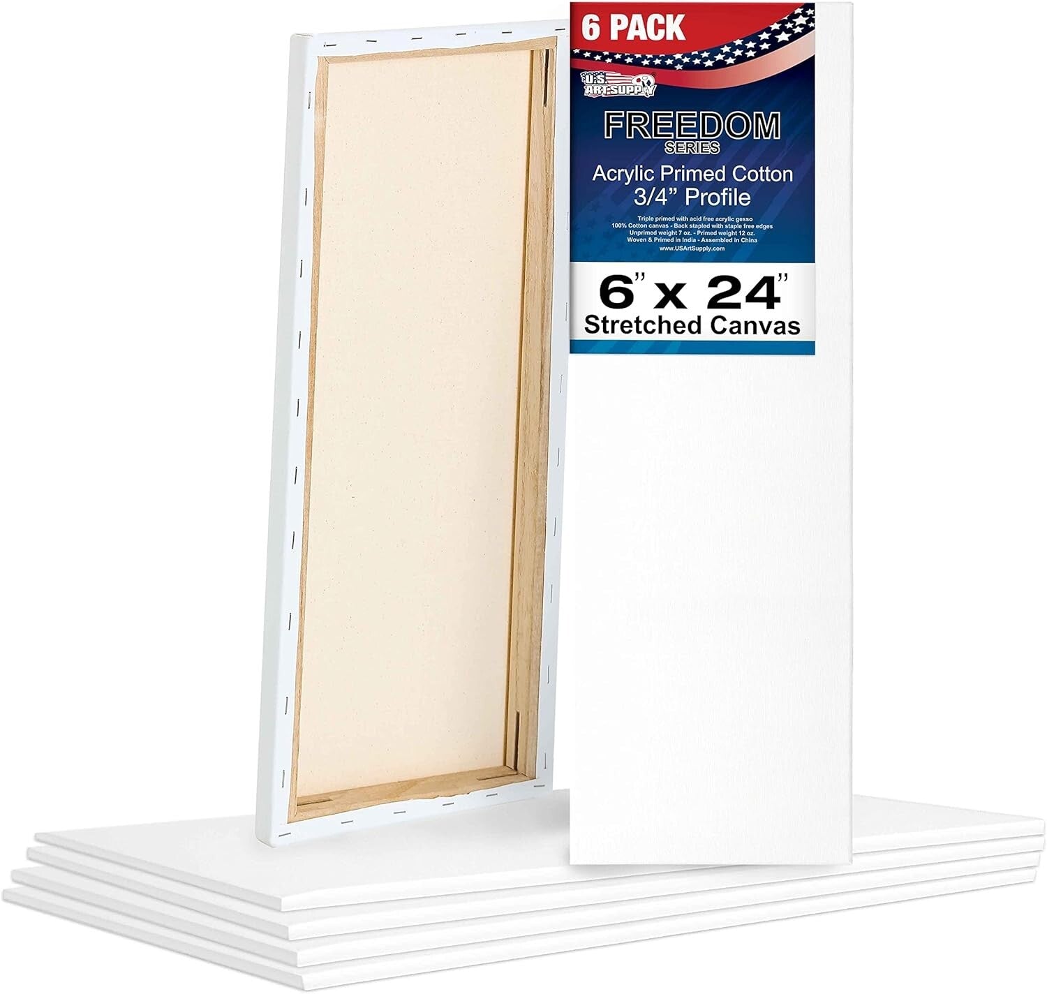 Versatile 6 x 24 Inch Artist Canvas Set - Blank & Ready for Any Medium - 6-Pack