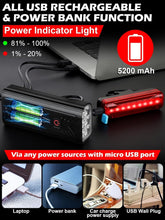 Load image into Gallery viewer, Stunning 800 Lumen USB Rechargeable Bike Lights Front &amp; Rear - Waterproof Design
