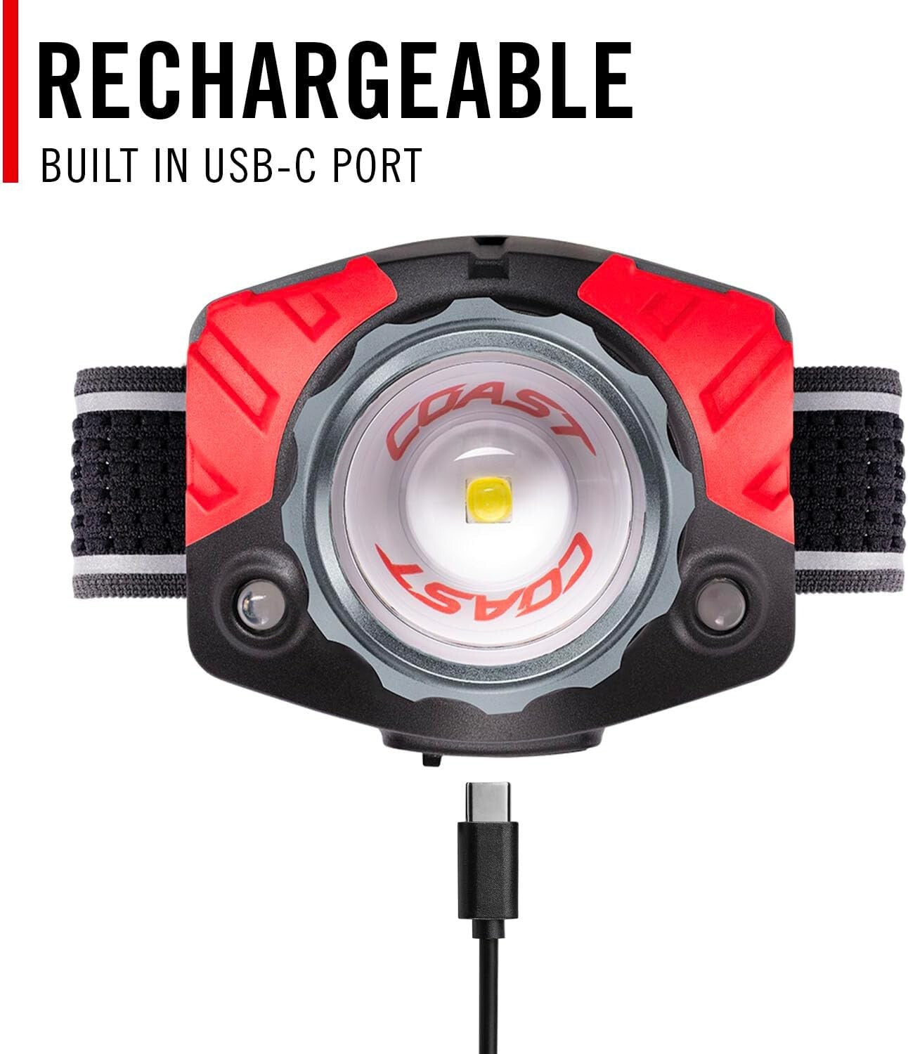 FL85R Waterproof Rechargeable Headlamp with 18-Hour Battery - Red/Green/White