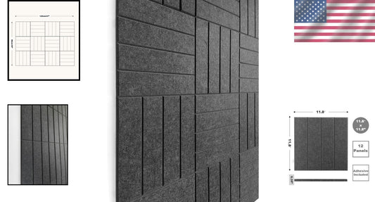 Elegant 12-Pack Felt Wall Tiles - Large Bulletin Board Alternative in Gray Black