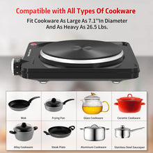 Load image into Gallery viewer, Single Electric Cooktop: 1500W Portable Burner Compatible with All Cookware