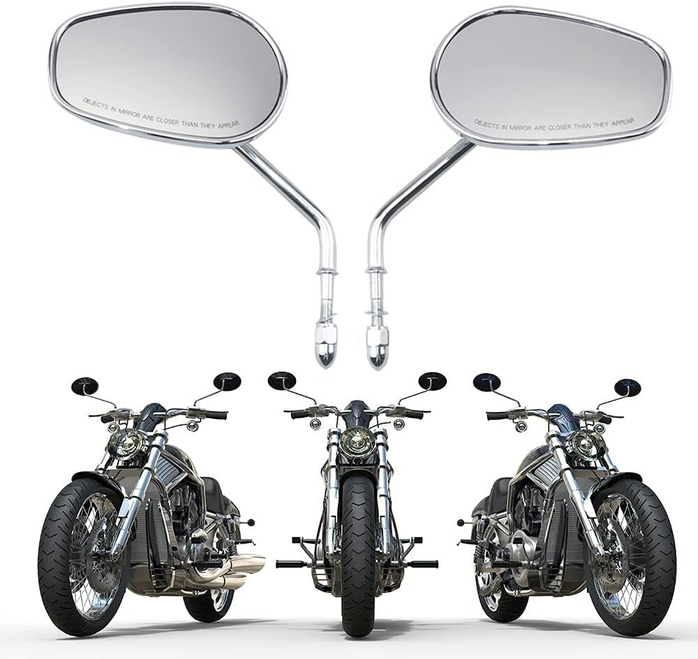 Chrome Long Stem Handlebar Mount Mirrors for 2024 Harley Models - Left & Right