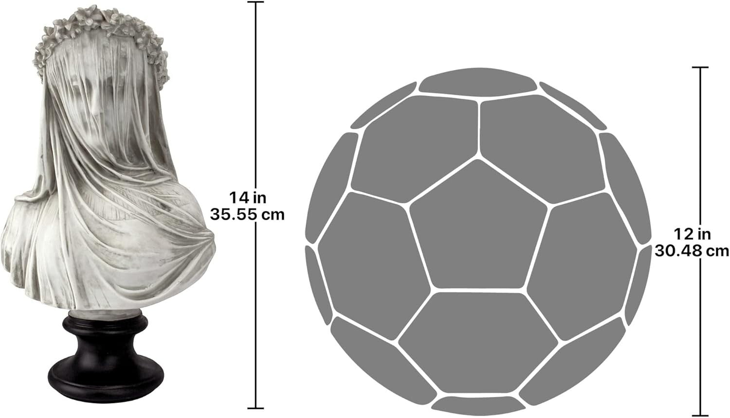 9" Wide Cast Stone Veiled Maiden Sculpture - Handcrafted Historical Art Decor