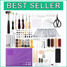 Load image into Gallery viewer, Comprehensive Leather Craft Kit - 183 Pieces Including Rivets &amp; Adjustable Knife