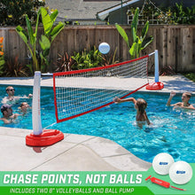 Load image into Gallery viewer, Splash Net PRO Adjustable Pool Volleyball Net with 2 Ball Set - Red, White, Blue