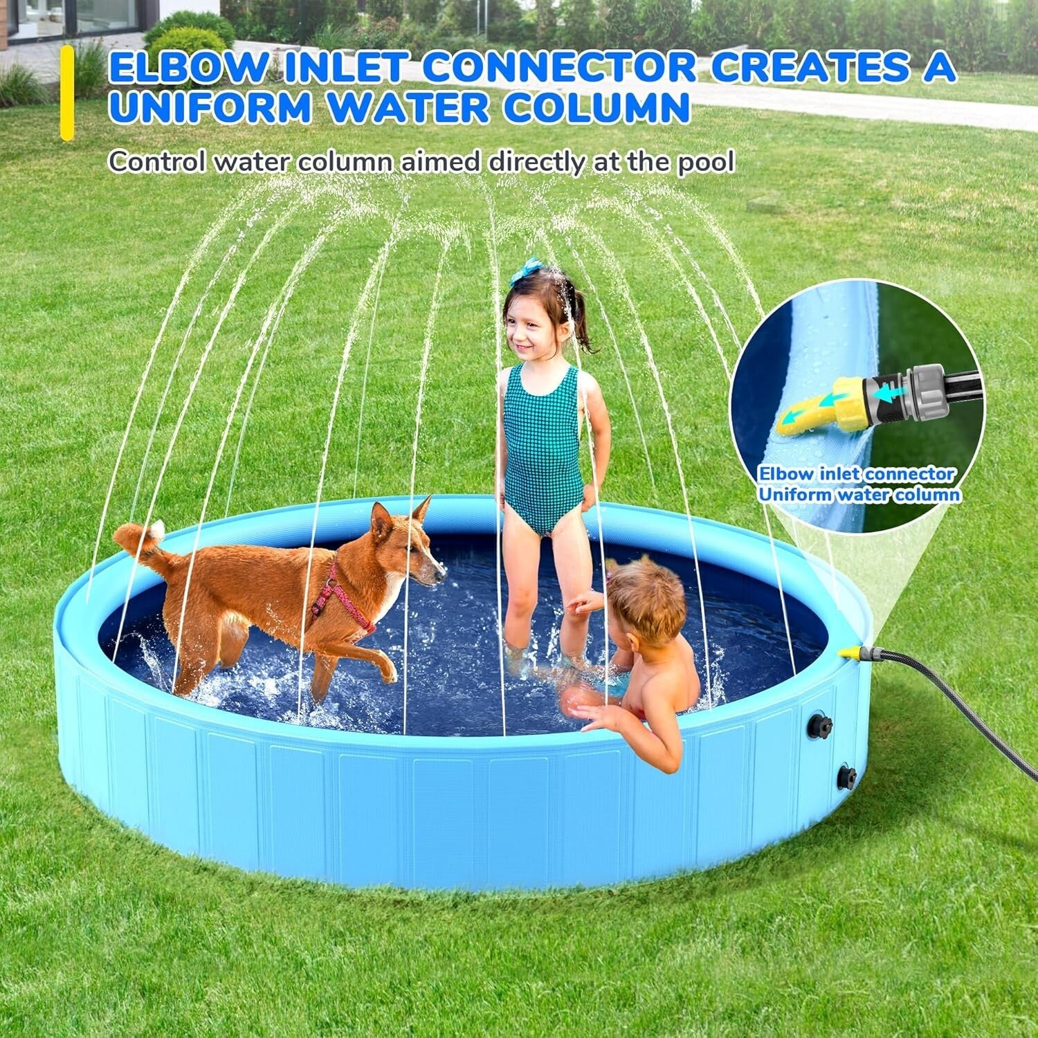 Effortless 97'' Splash Pad Pool for Kids & Large Dogs - Cool Off Together