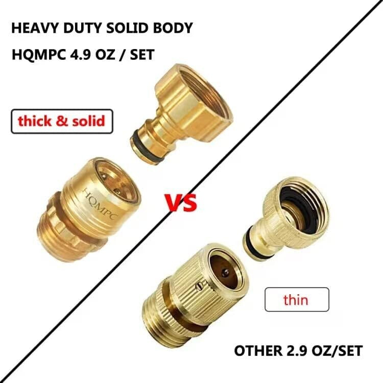Durable Solid Brass 3/4 Inch GHT Quick Connect Garden Hose Connectors - 4 Pack