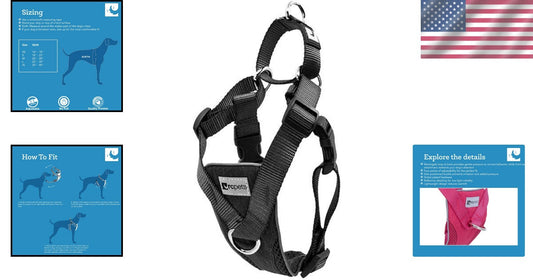 Adjustable Medium Dog Harness - No Pull Design with Reflective Safety Accents