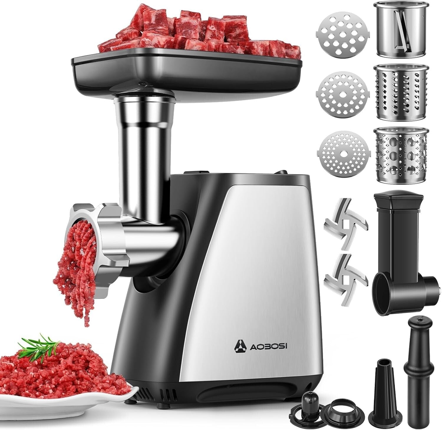 All-in-One Stainless Steel Meat Grinder: 4 Accessories for Ultimate Kitchen Use