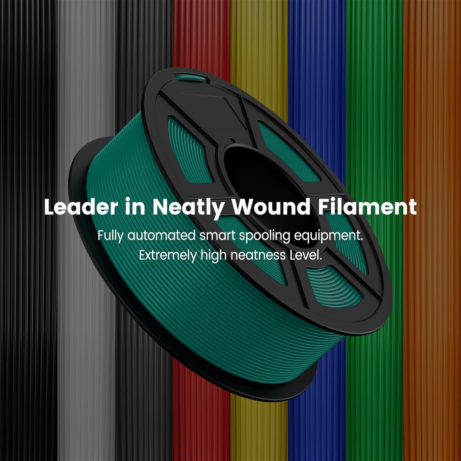 4kg Multicolor PLA 3D Printer Filament Set - 1.75mm, Neatly Wound & Vacuum Pa...