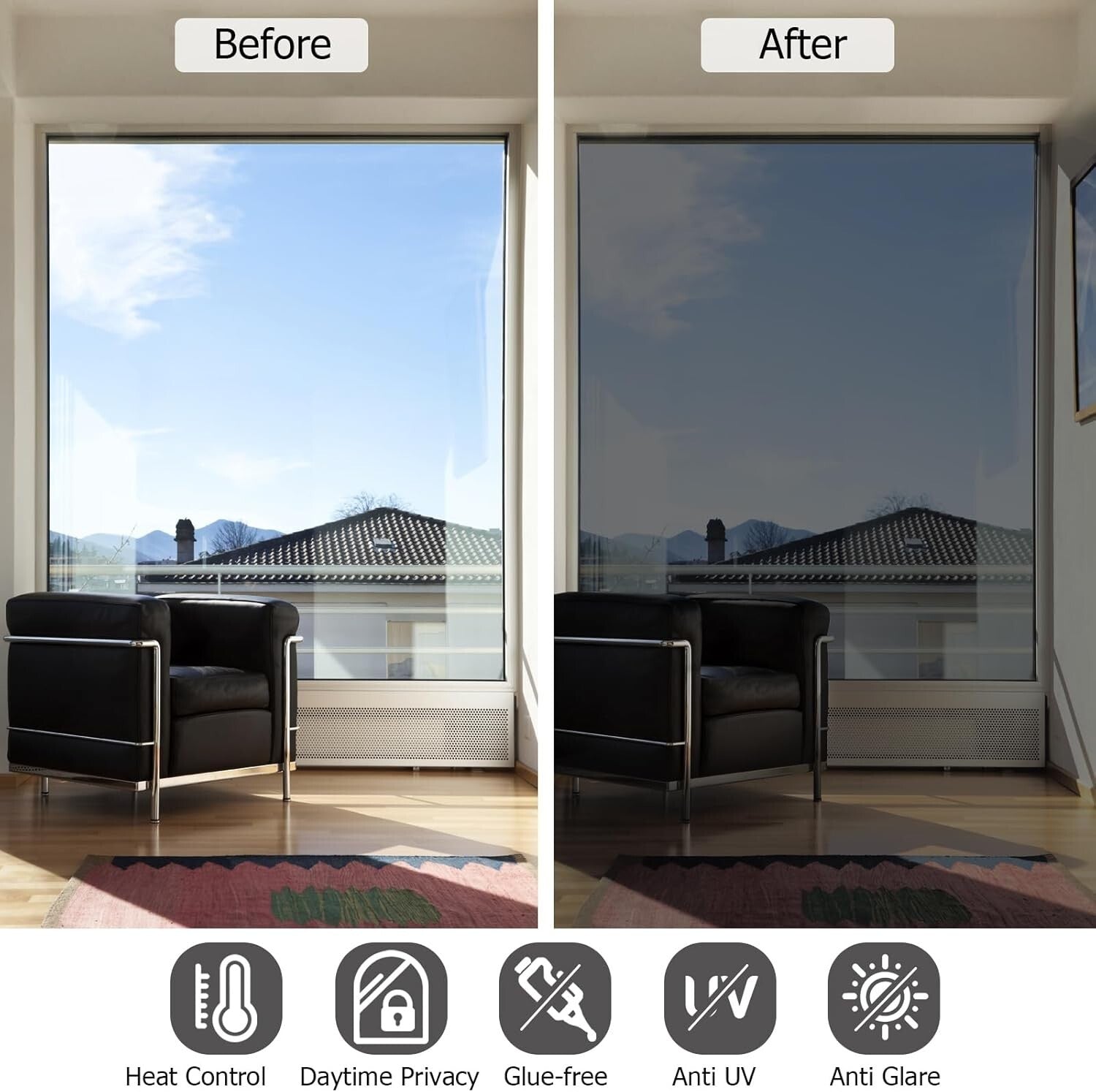 Elegant One Way Window Film - Sun Blocking and Energy Saving 29.5 x 157.5 Inch