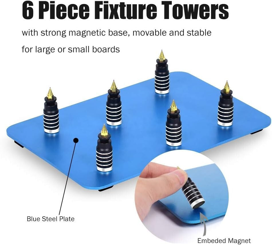 Durable ESD Safe Circuit Board Holder with 6 Metal Pillars for Exact Positioning