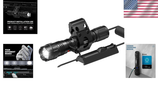 Bright LED Flashlight with Pressure Switch – 1500 Lumens & M-Lock Mount