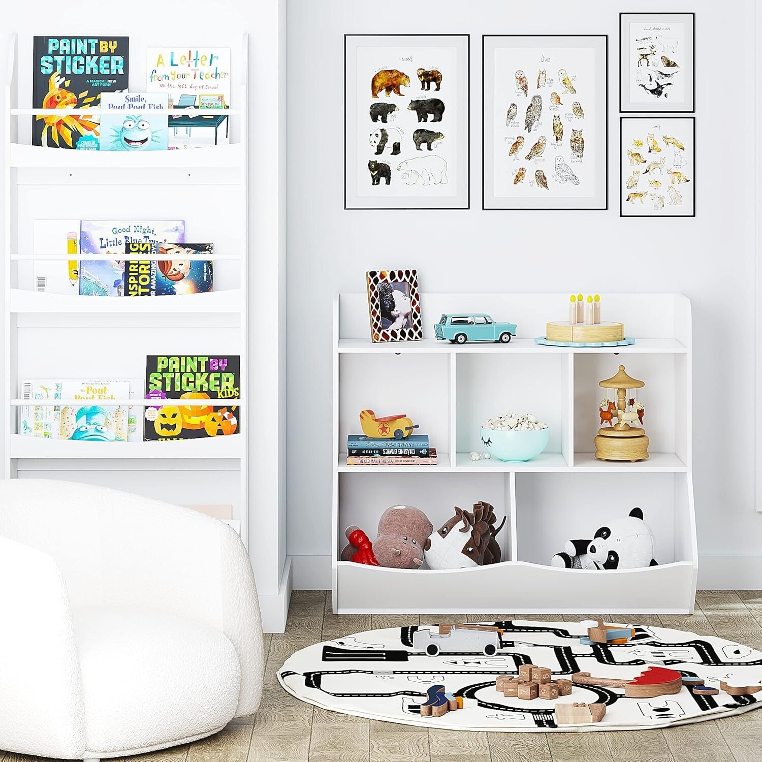 Stylish Toy Storage Organizer & Bookcase with 8 Cubbies for Kids' Playrooms