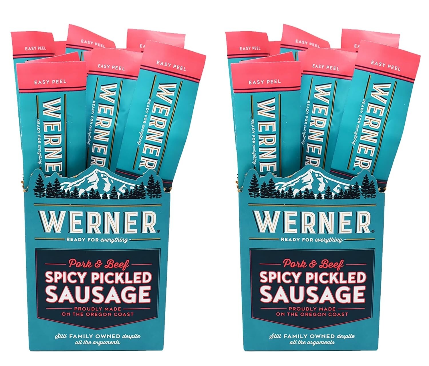 Gourmet Spicy Pickled Sausage Pack of 24 – 1.7oz Individually Wrapped Snacks