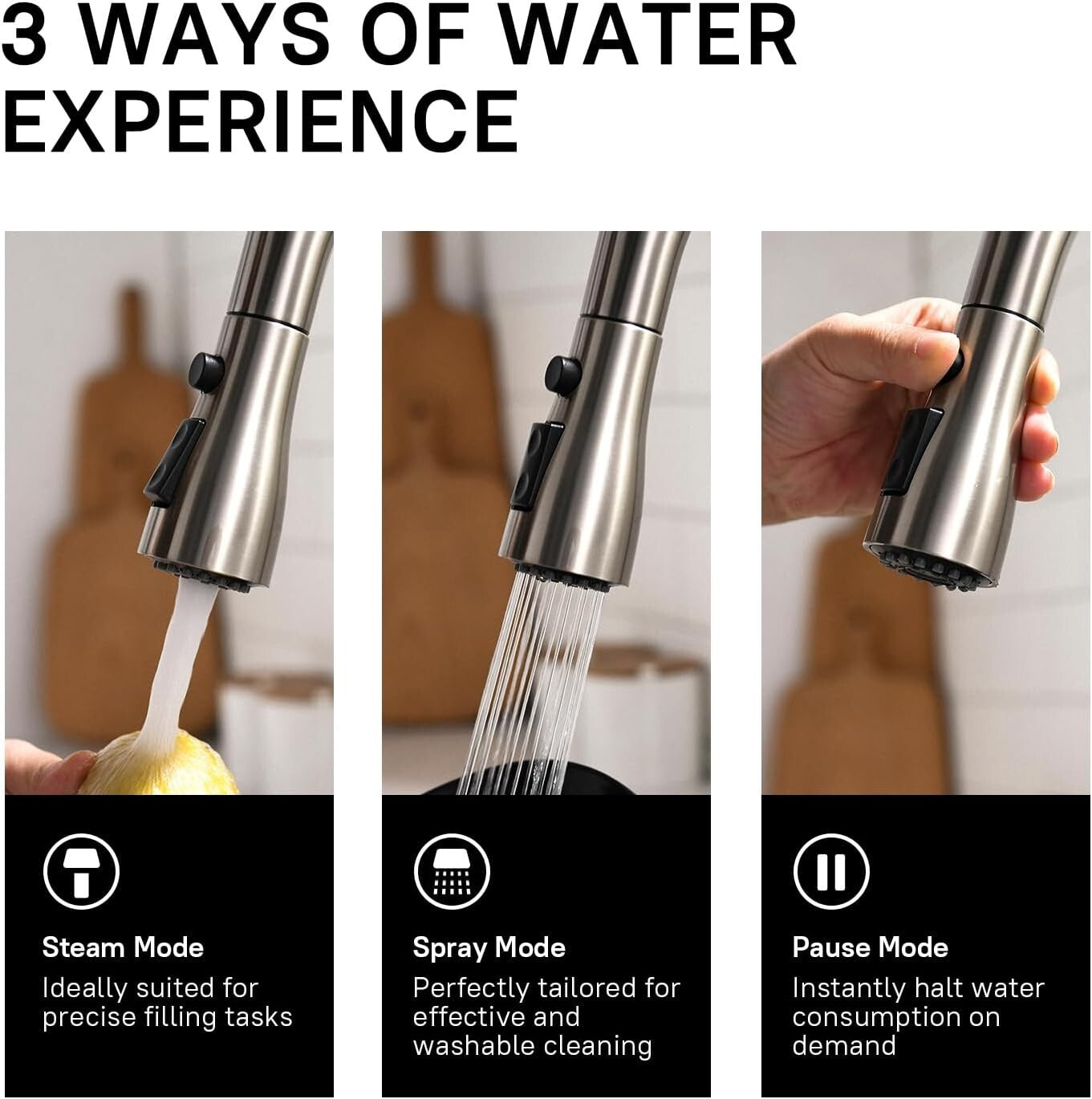 Easy Install Brushed Nickel Kitchen Faucet with 360° Pull Down Sprayer - 2 Pack