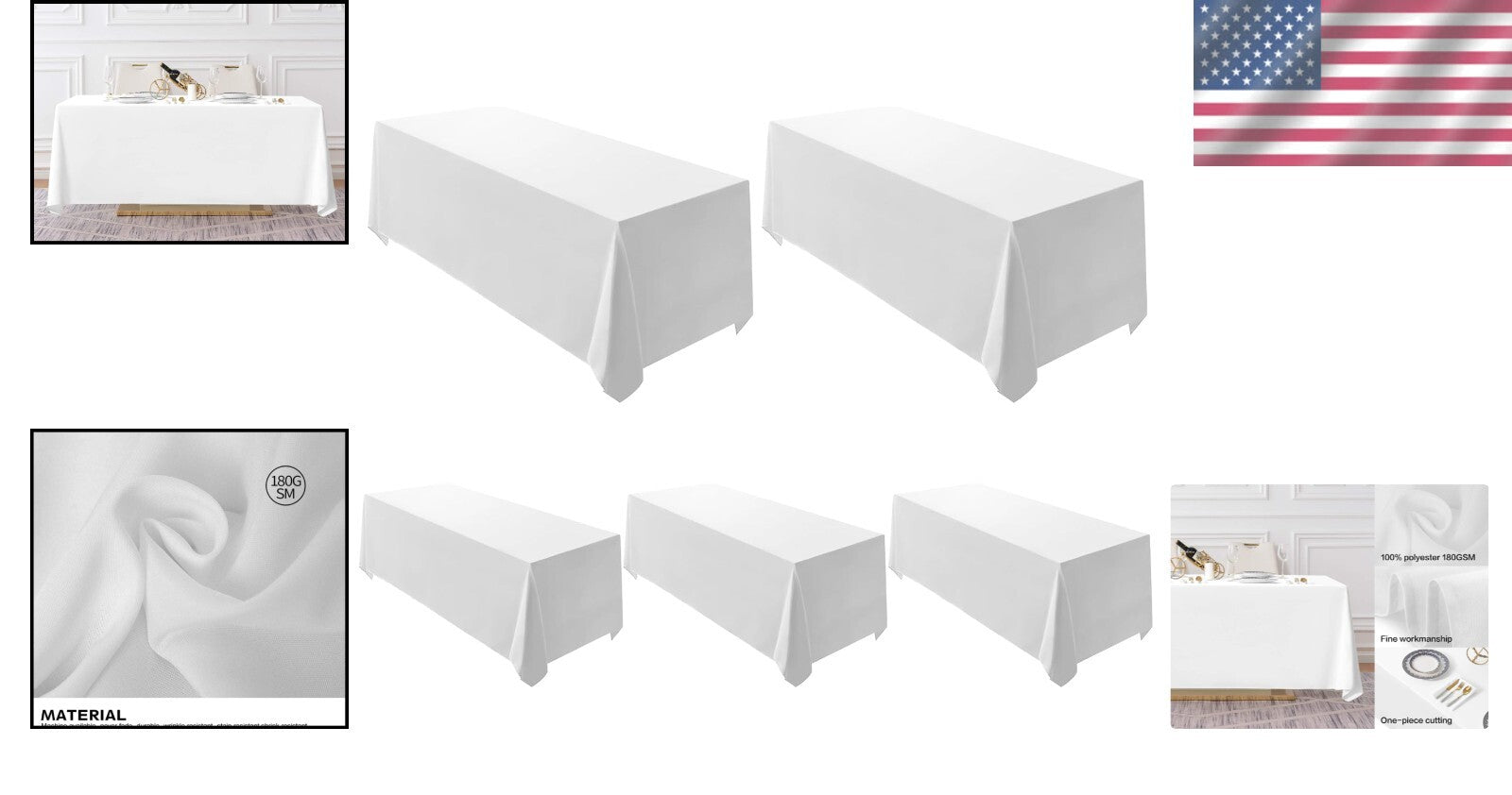 Elegant 5 Pack White 90x132 Inch Tablecloths for Stylish Dining Experiences