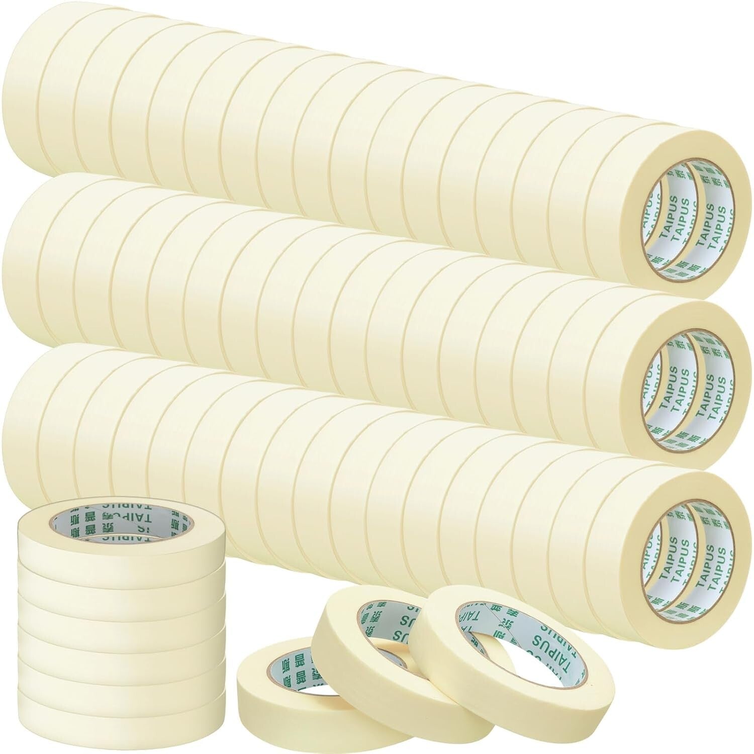 Bulk 60 Rolls Masking Tape - 1 Inch x 55 Yards for Arts & Crafts and Painting