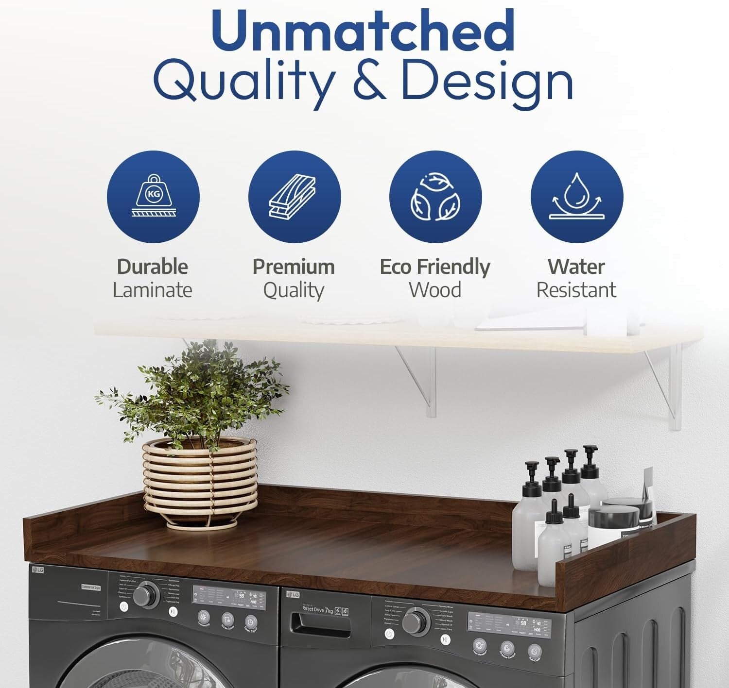 Durable Washer Dryer Counter Top with Non-Slip Pads - Perfect for Laundry Rooms