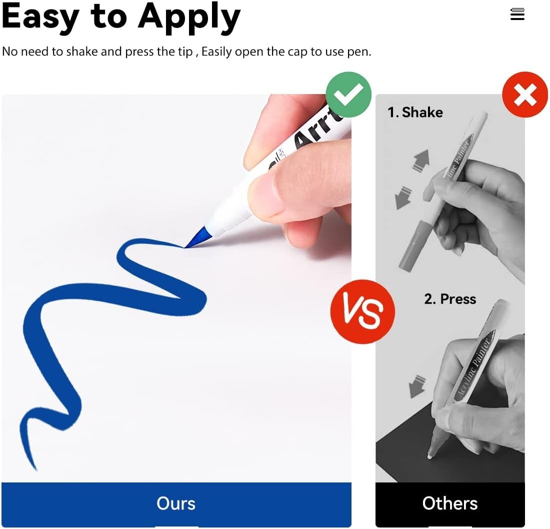 62 Vibrant Acrylic Paint Pens - Dual Tip, Non-Toxic Markers for Creative Crafts