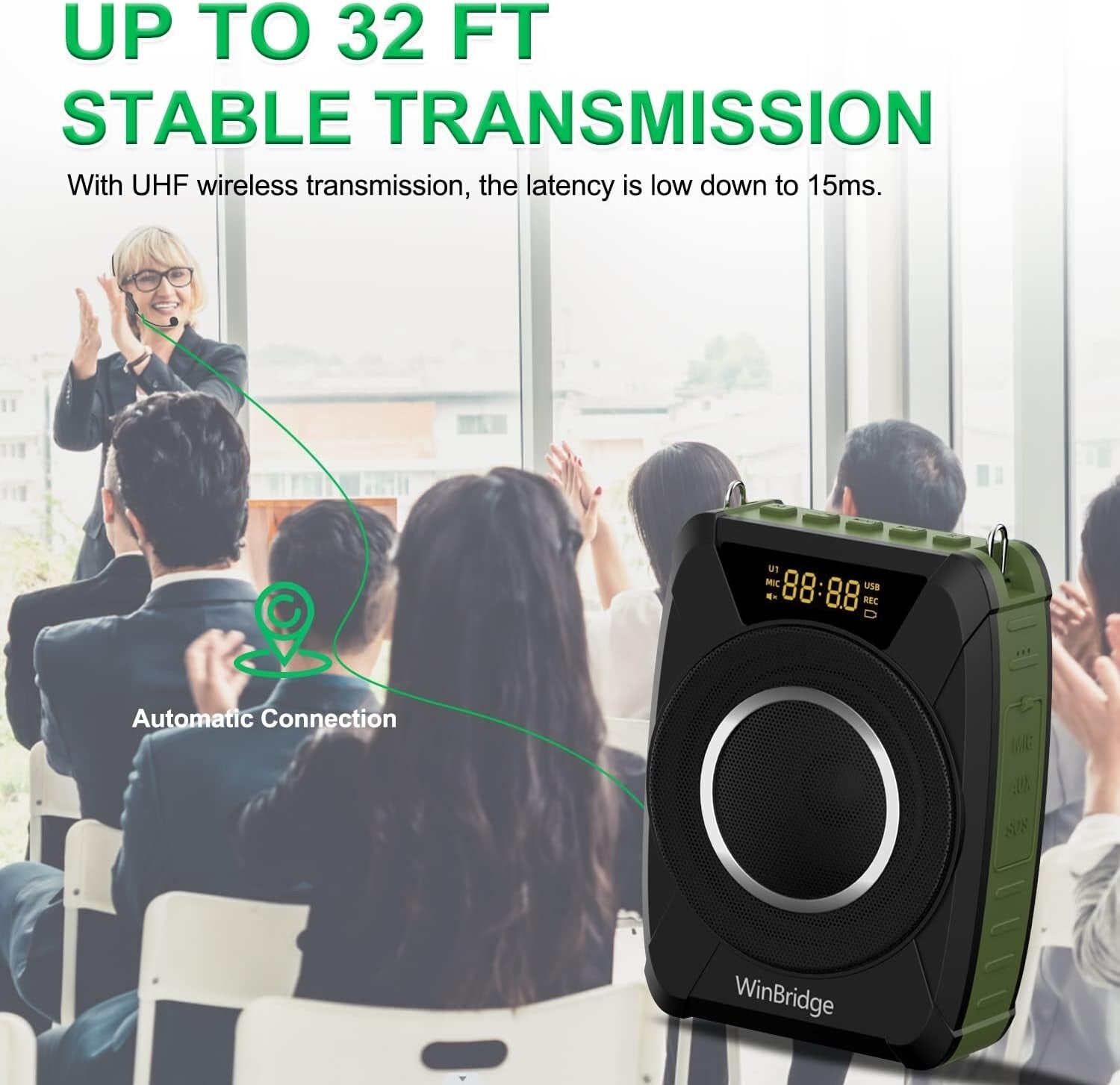 Bluetooth 5.0 Portable Waterproof Voice Amplifier - 20W PA System for Teachers