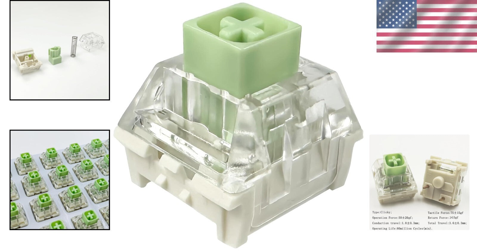 Box Jade 3-Pin Clicky Switches - Satisfaction Guaranteed for Gaming Keyboards