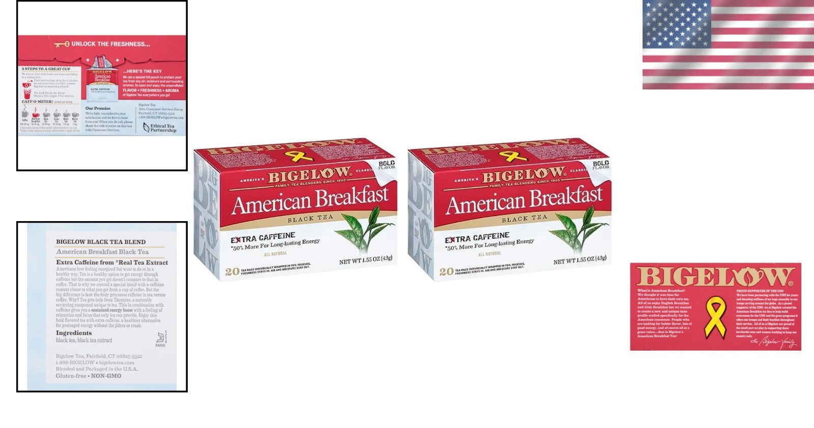 Bold American Breakfast Black Tea Bags - 12 Pack, 120 Caffeinated Bags Total