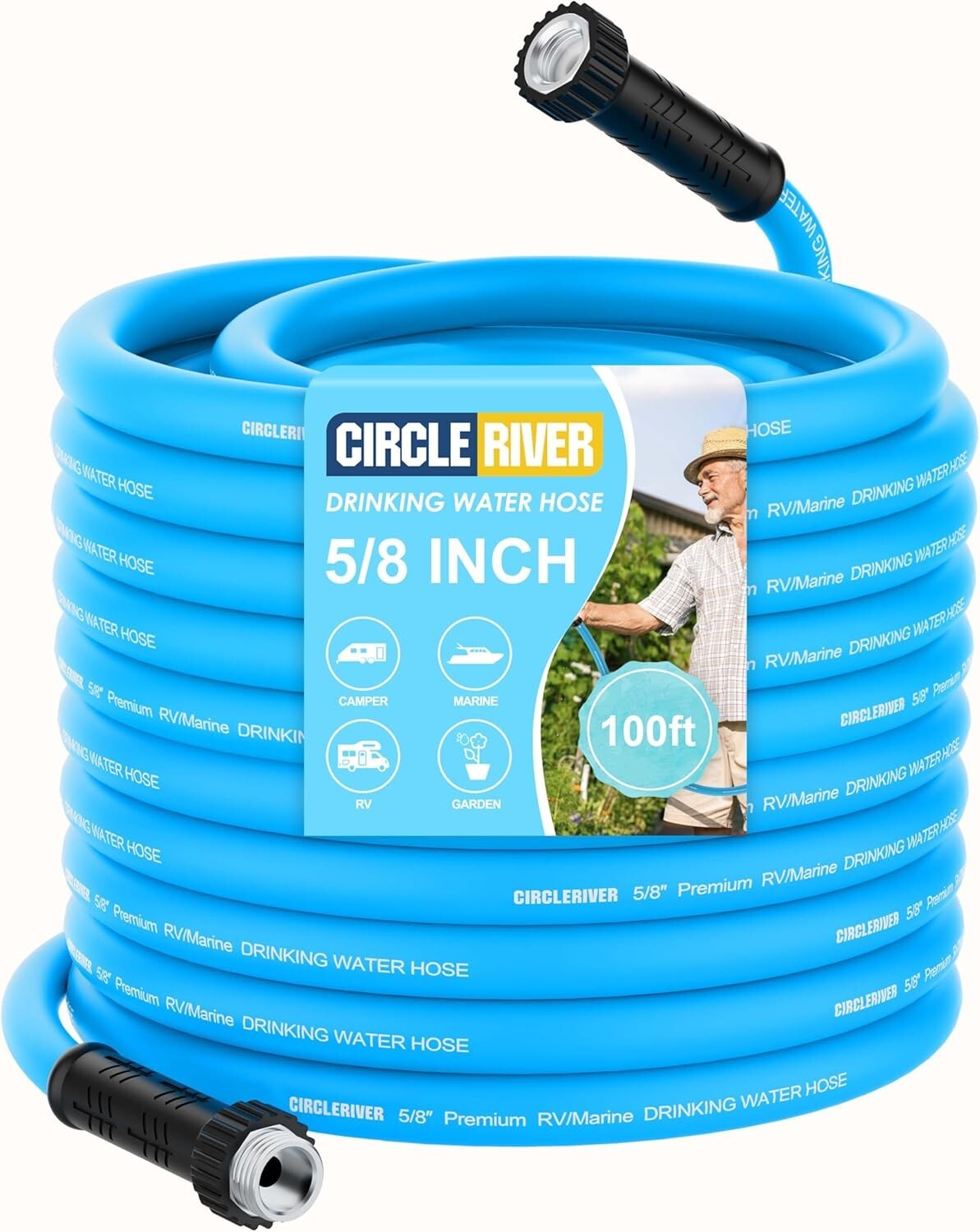 All-Weather 100FT RV Water Hose - Safe & Durable for Camping & Marine Use