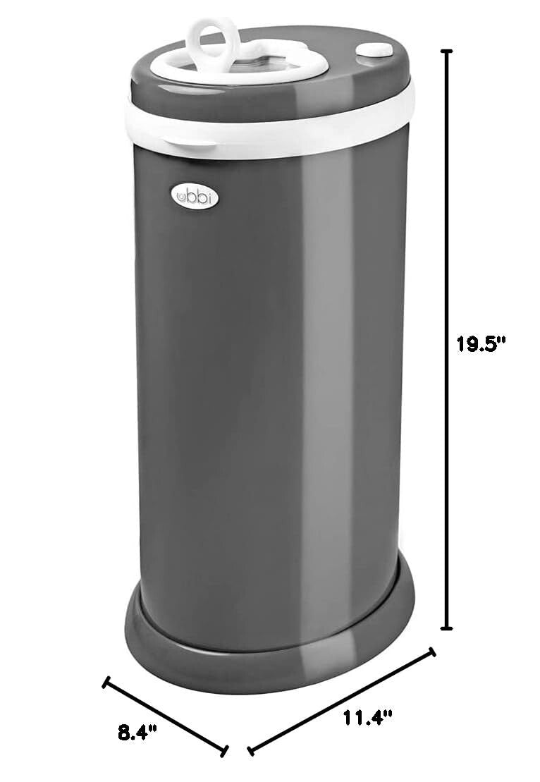 Award-Winning Slate Steel Diaper Pail - Odor Locking & No Special Bags Needed