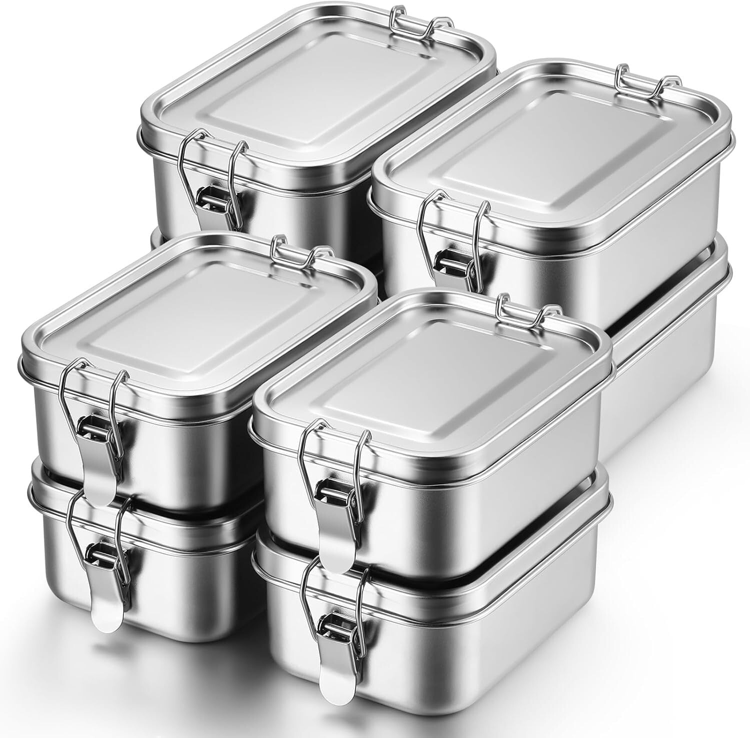 8 Pcs Stainless Steel Bento Box Set - Leak-Proof Meal Containers for Work & P...
