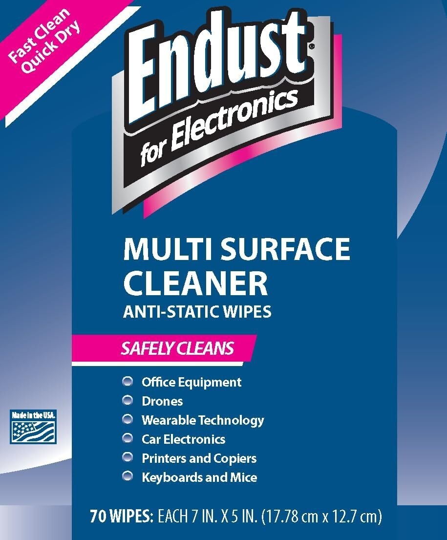 Anti-Static Electronics Cleaning Wipes - 70 Pre-Moistened Wipes - Non-Toxic