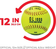 Load image into Gallery viewer, Optic Yellow Fastpitch Softballs - 12 Inch Official Size, 12 Pack with Mesh Bag