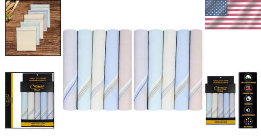 Durable & Stylish 10 Piece Cotton Hankie Set - Skin-Friendly & Machine Washable