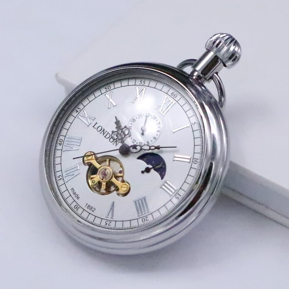 Designer Men's Vintage Pocket Watch - Copper Mechanical Movement with Tourbillon