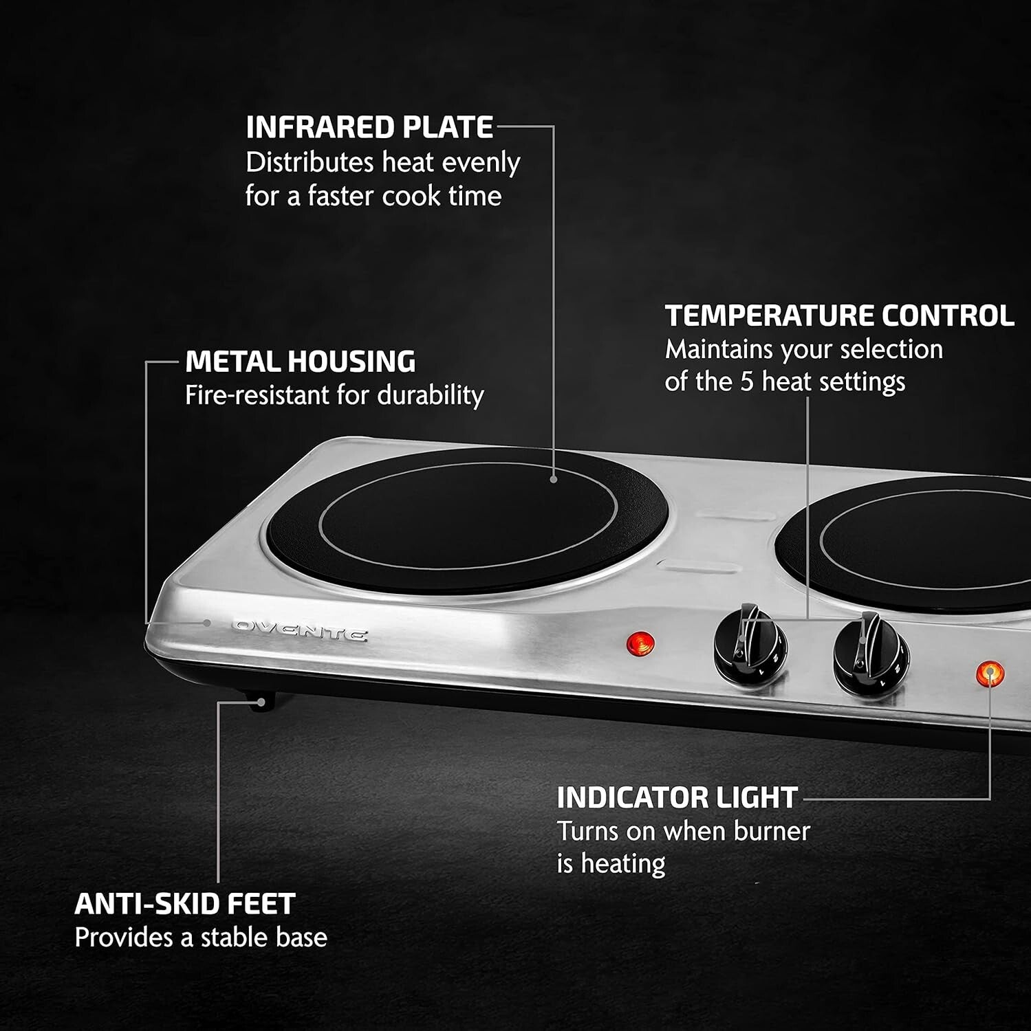 Ceramic Glass Electric Hot Plate - 2-Burner Infrared Cooktop for Easy Cooking