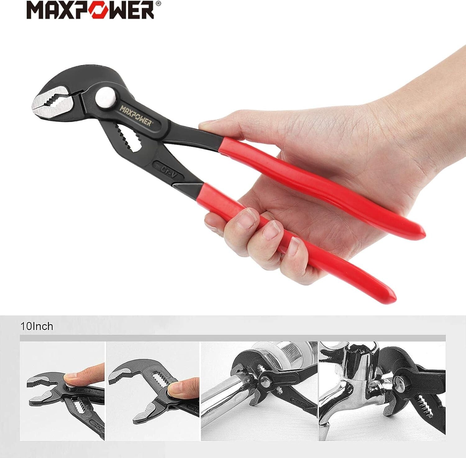 Chromium-Vanadium Water Pump Pliers Set with Rubber Grip - 3 Sizes Included