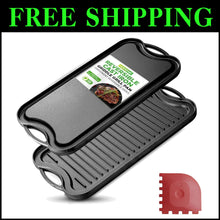 Load image into Gallery viewer, Oven Safe Cast Iron Griddle with Reversible Sides - Ideal for Grilling &amp; Cooking