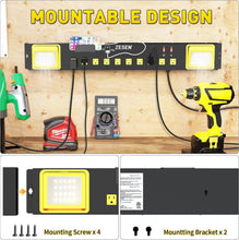 Load image into Gallery viewer, Versatile 10 Outlet Surge Protector with USB &amp; LED Worklight - Garage/Office Use
