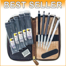 Load image into Gallery viewer, Travel-Friendly 9 Piece Mechanical Sketching Pencil Set with Kneaded Eraser