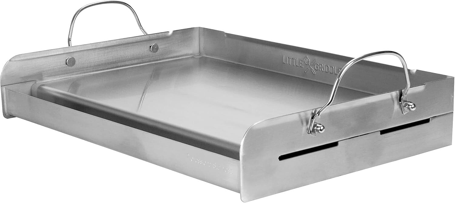 Portable Stainless Steel Griddle with Removable Handles - Ideal for Camping